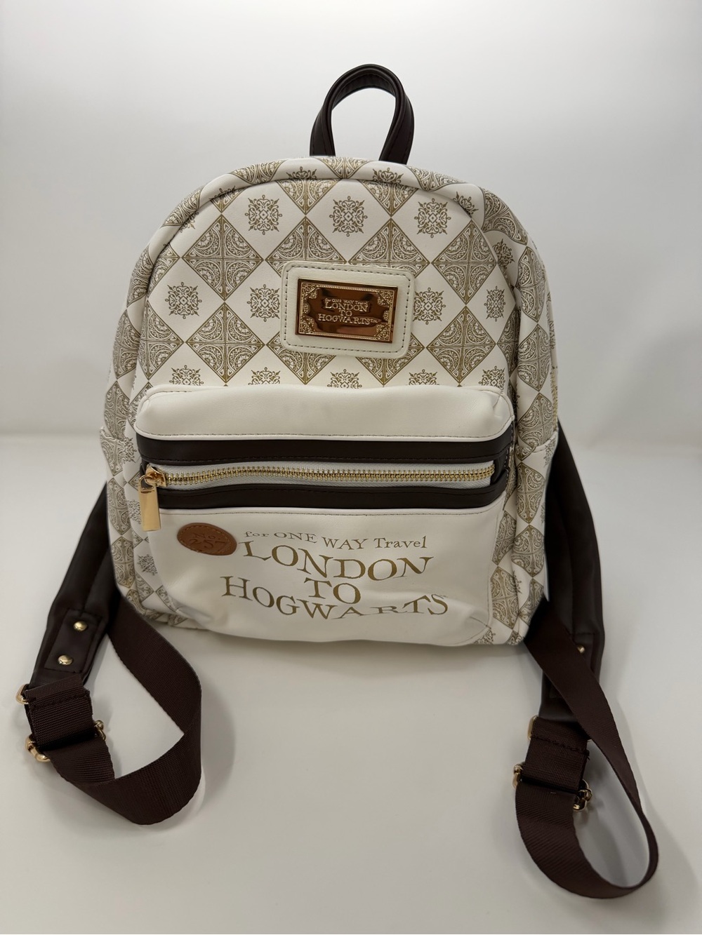Harry Potter London to Hogwarts Cream & Brown Mini Backpack Universal Studios